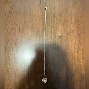 Vintage Dainty Gold Chain with a Heart and Pearl Charm